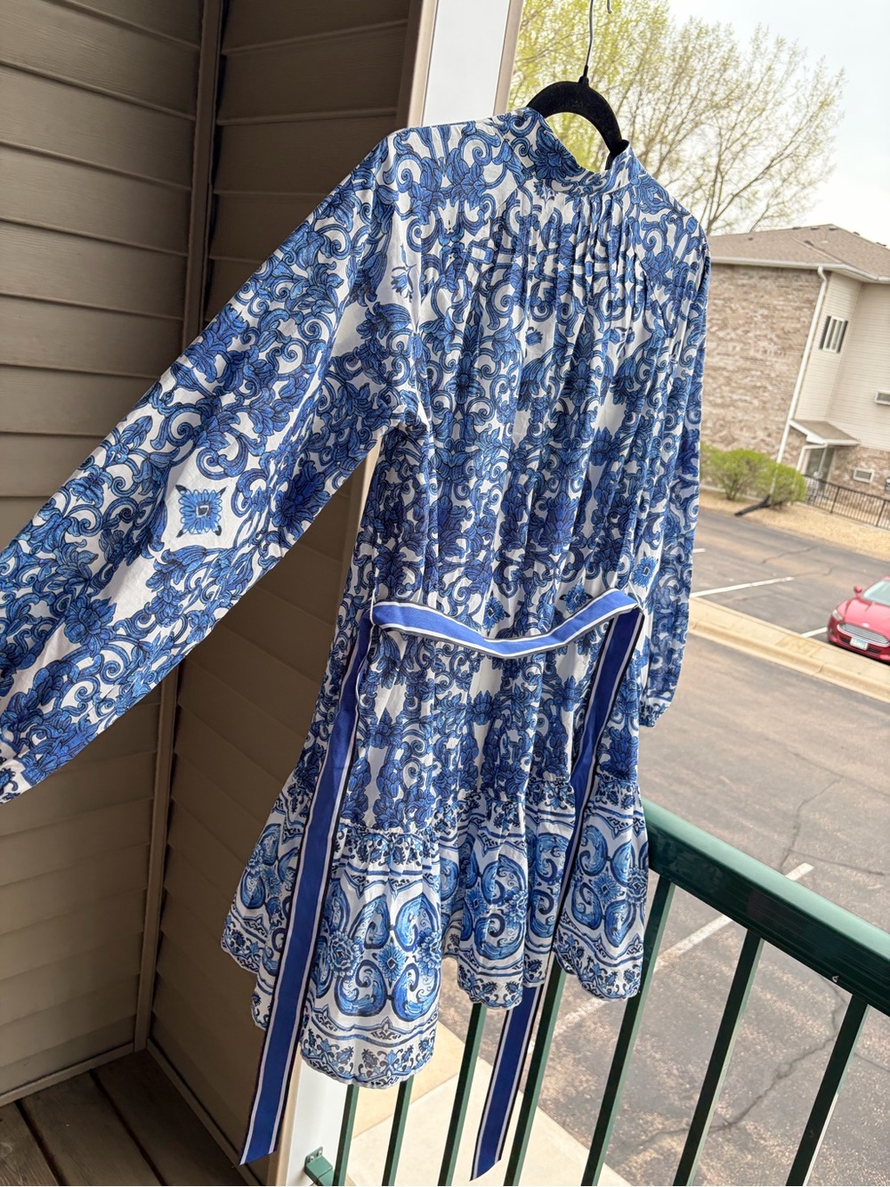 ππ«Antonio Melani Brynn BlueWhite Floral Mini Dress Belted Cotton Boho Chic Size4 - Picture 6 of 17